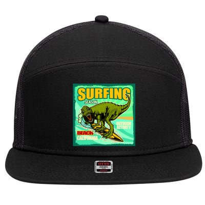 Surfing T-Rex 7 Panel Mesh Trucker Snapback Hat