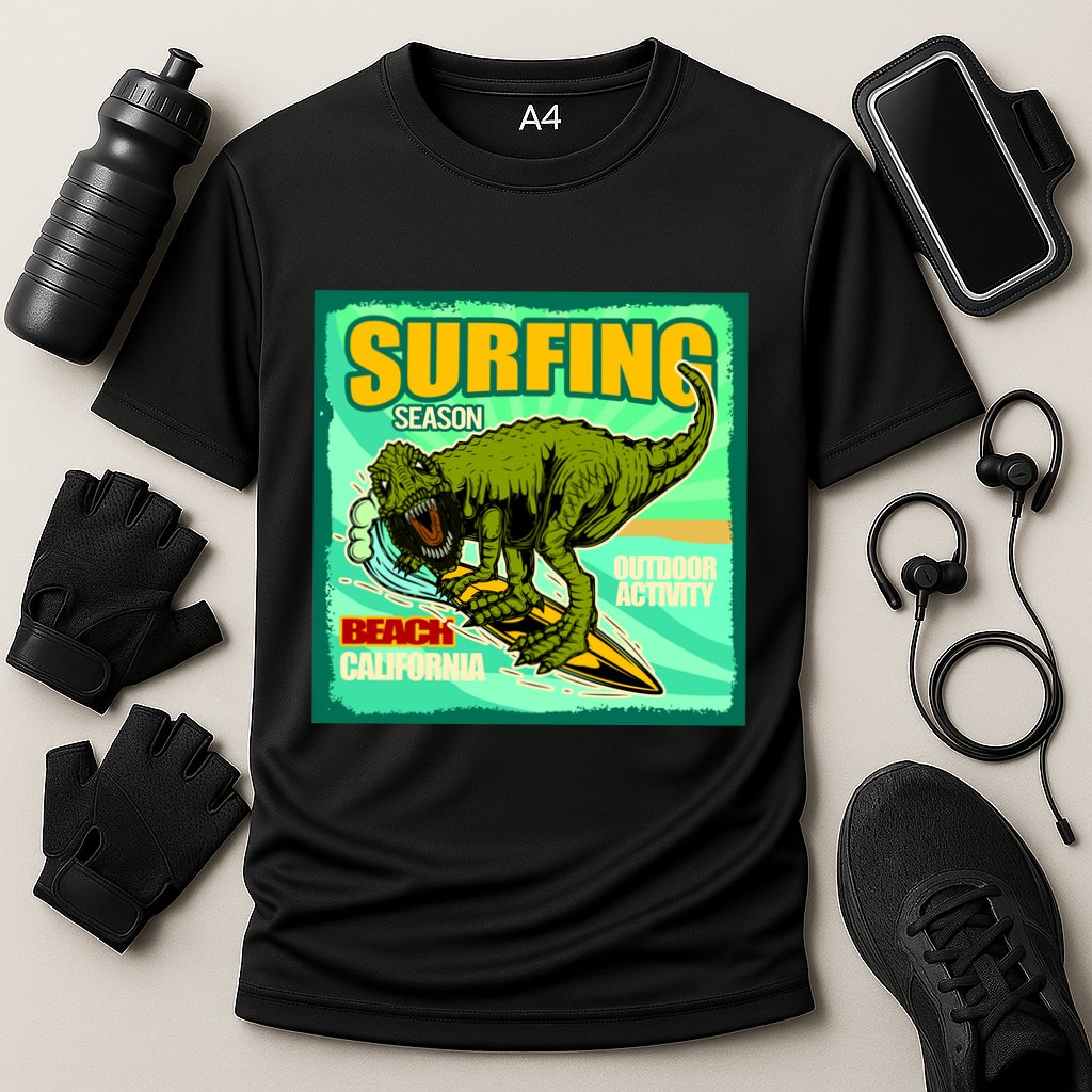 Surfing T-Rex Cooling Performance Crew T-Shirt