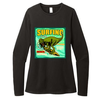 Surfing T-Rex Womens CVC Long Sleeve Shirt