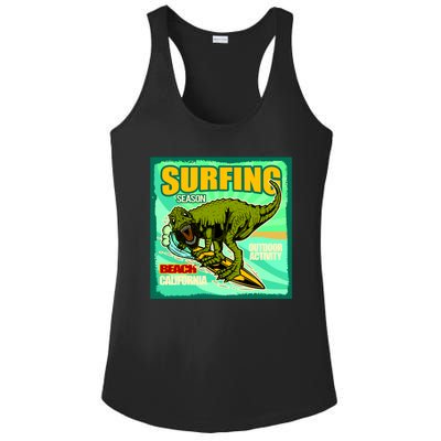 Surfing T-Rex Ladies PosiCharge Competitor Racerback Tank