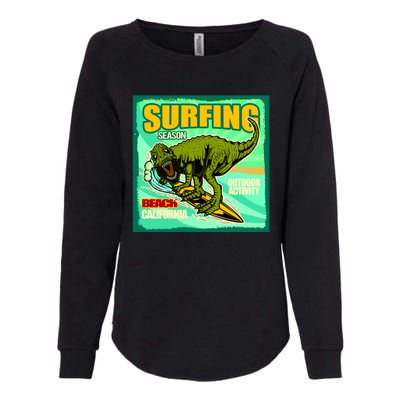 Surfing T-Rex Womens California Wash Sweatshirt