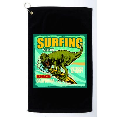 Surfing T-Rex Golf Towel