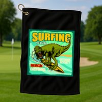 Surfing T-Rex Golf Towel