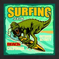 Surfing T-Rex Golf Towel