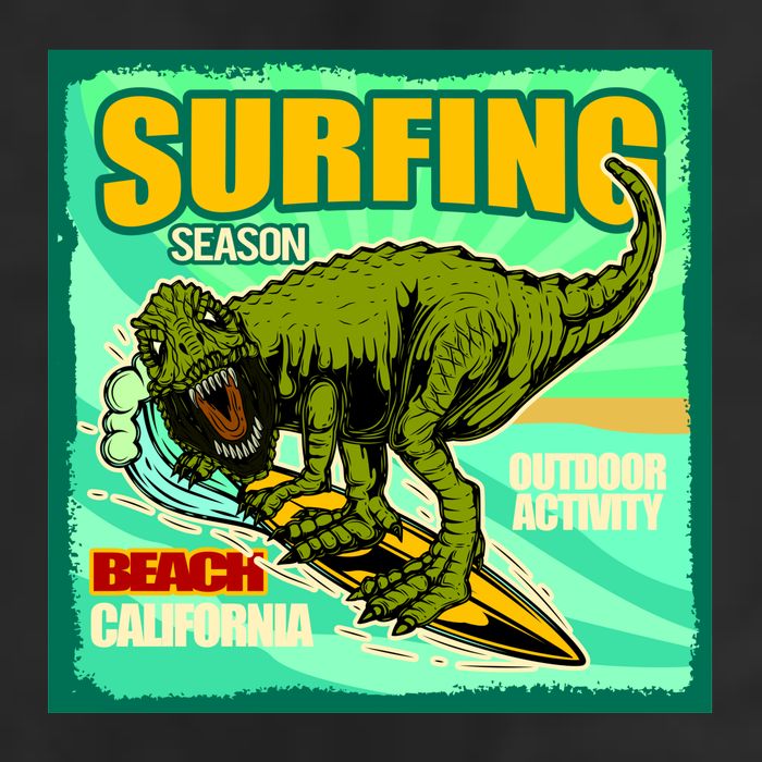 Surfing T-Rex Golf Towel