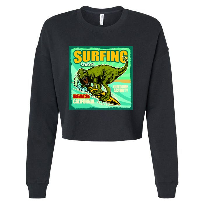 Surfing T-Rex Cropped Pullover Crew