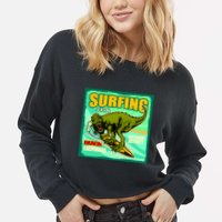 Surfing T-Rex Cropped Pullover Crew