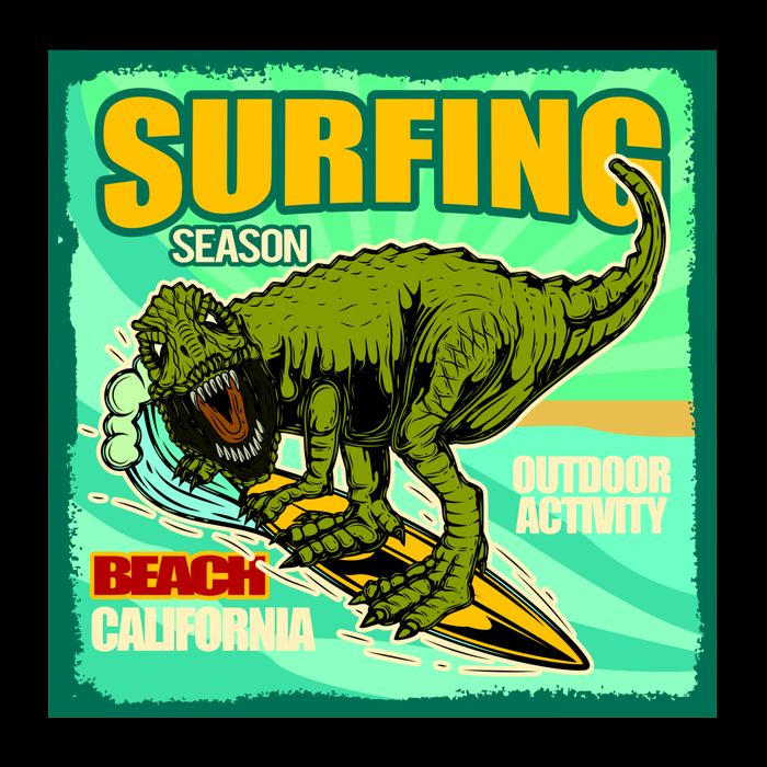 Surfing T-Rex Cropped Pullover Crew