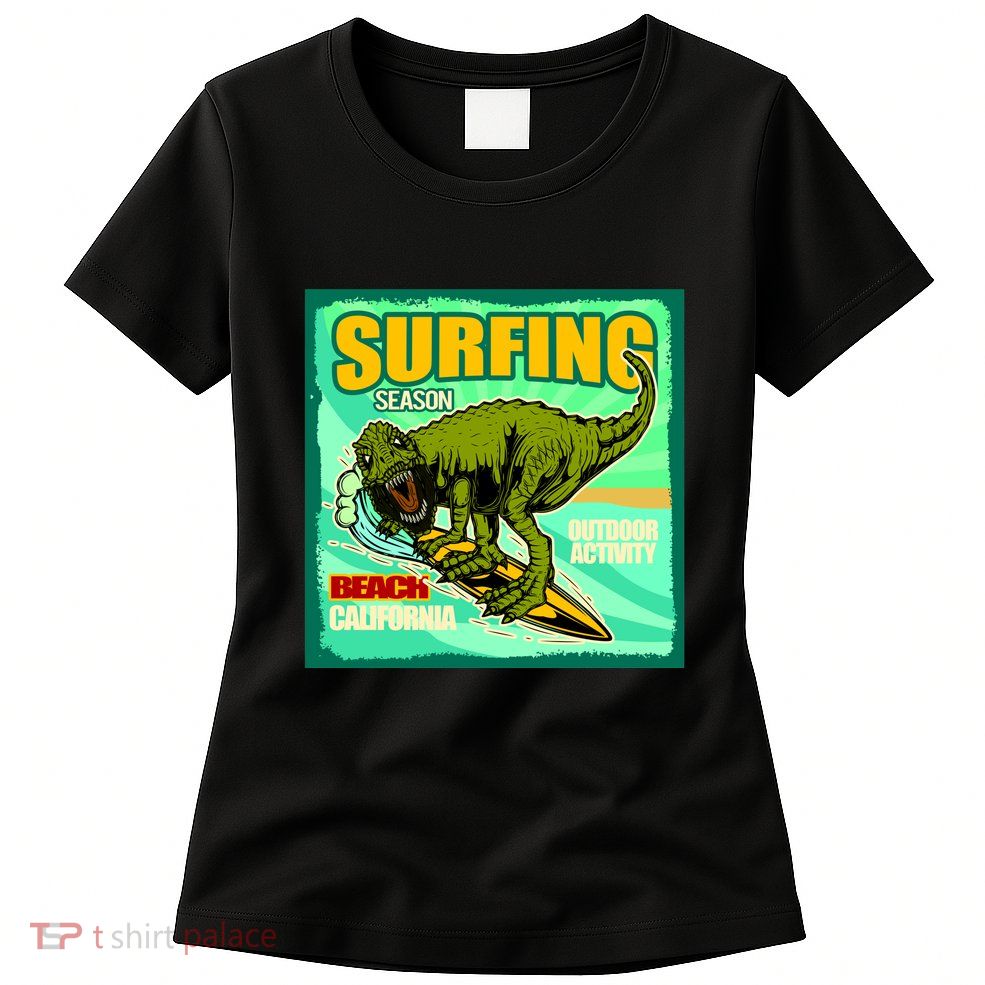 Surfing T-Rex Womens T-Shirt