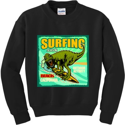 Surfing T-Rex Kids Sweatshirt