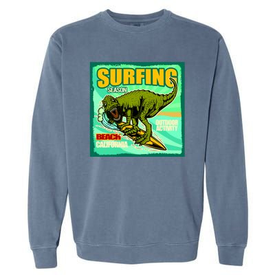 Surfing T-Rex Garment-Dyed Sweatshirt