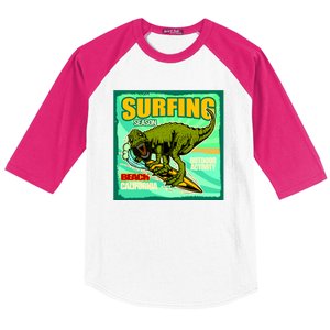 Surfing T-Rex Baseball Sleeve Shirt