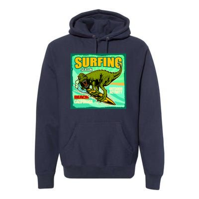 Surfing T-Rex Premium Hoodie