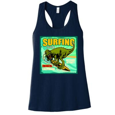 Surfing T-Rex Women's Racerback Tank