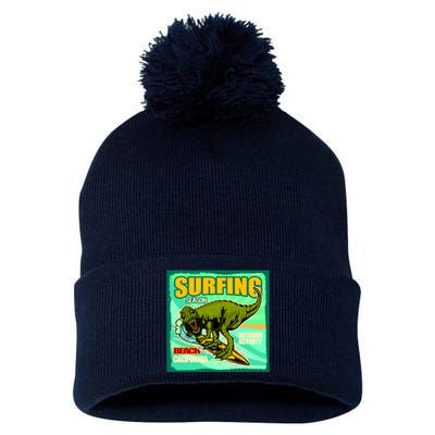 Surfing T-Rex Pom Pom 12in Knit Beanie