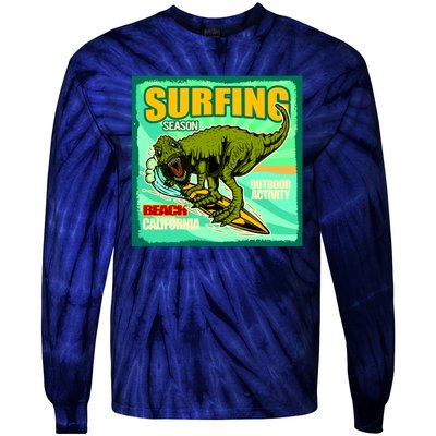 Surfing T-Rex Tie-Dye Long Sleeve Shirt