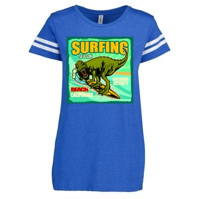 Surfing T-Rex Enza Ladies Jersey Football T-Shirt