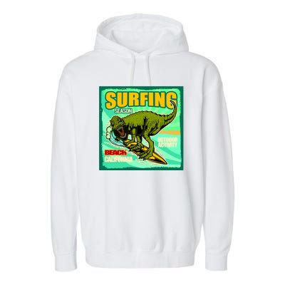 Surfing T-Rex Garment-Dyed Fleece Hoodie