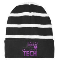 Surgical Tech Striped Beanie with Solid Band