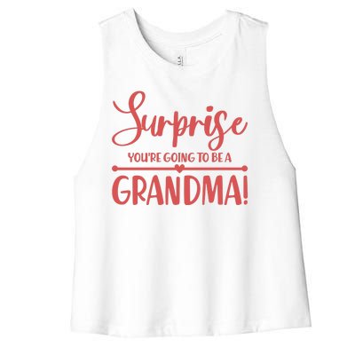 Surprise You're Going to Be A Grandma! Women's Racerback Cropped Tank