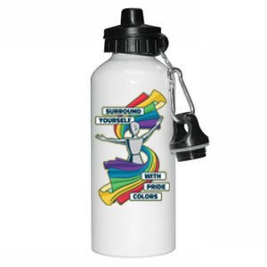 Surround Yourself With Pride Colors  Aluminum Water Bottle 