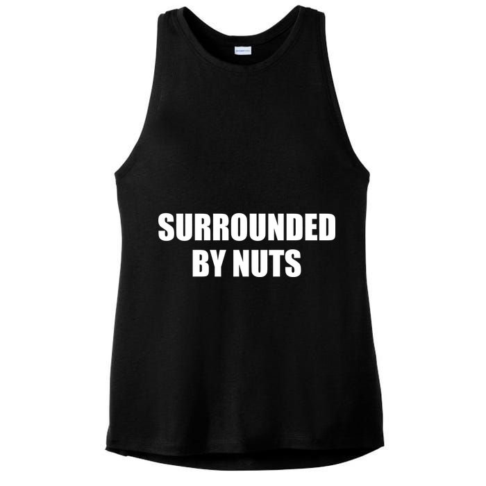Surrounded By Nuts Rude Funny Text Ladies PosiCharge Tri-Blend Wicking Tank
