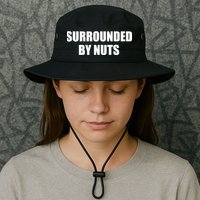 Surrounded By Nuts Rude Funny Text Bucket Hat