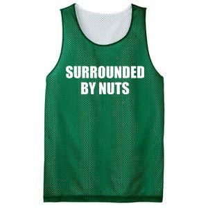 Surrounded By Nuts Rude Funny Text Mesh Reversible Basketball Jersey Tank