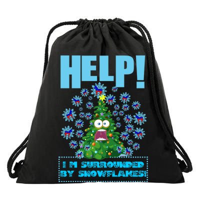 Surrounded By Snowflakes Drawstring Bag