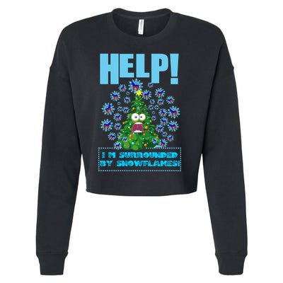 Surrounded By Snowflakes Cropped Pullover Crew