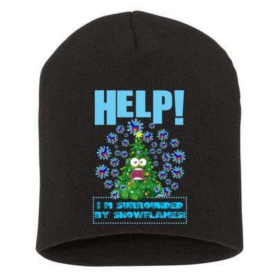 Surrounded By Snowflakes Short Acrylic Beanie