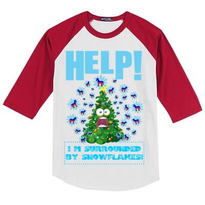 Surrounded By Snowflakes Kids Colorblock Raglan Jersey