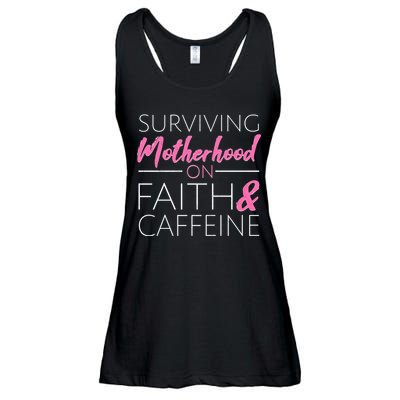 Surviving Motherhood on Faith and Caffeine Ladies Essential Flowy Tank