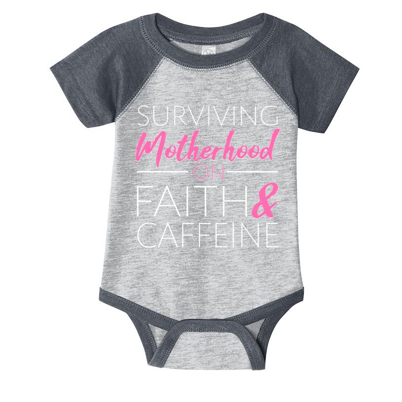 Surviving Motherhood on Faith and Caffeine Infant Baby Jersey Bodysuit