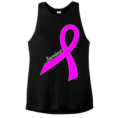 Survivor Breast Cancer Ribbon Ladies PosiCharge Tri-Blend Wicking Tank