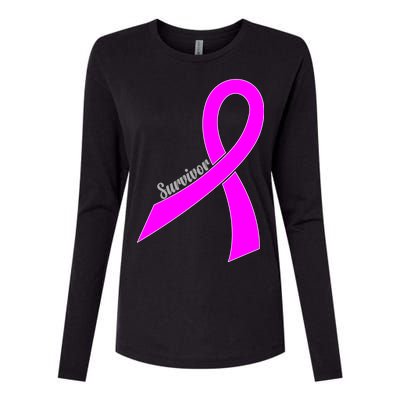 Survivor Breast Cancer Ribbon Womens Cotton Relaxed Long Sleeve T-Shirt