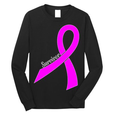 Survivor Breast Cancer Ribbon Long Sleeve Shirt