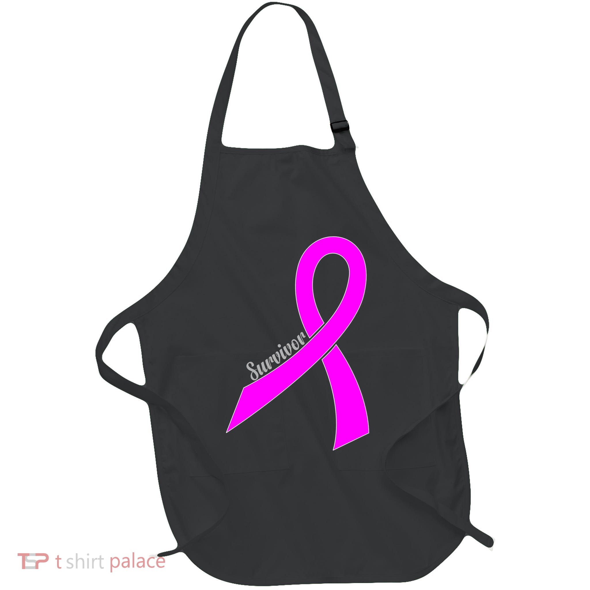 Survivor Breast Cancer Ribbon Full-Length Apron With Pockets
