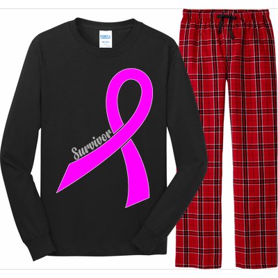 Survivor Breast Cancer Ribbon Long Sleeve Pajama Set