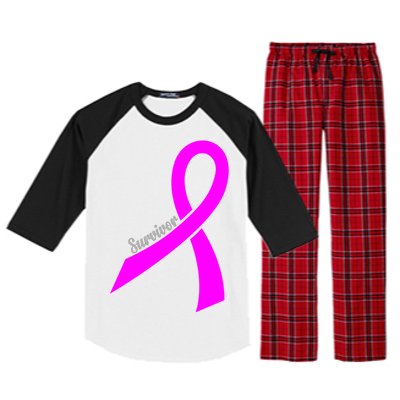 Survivor Breast Cancer Ribbon Raglan Sleeve Pajama Set