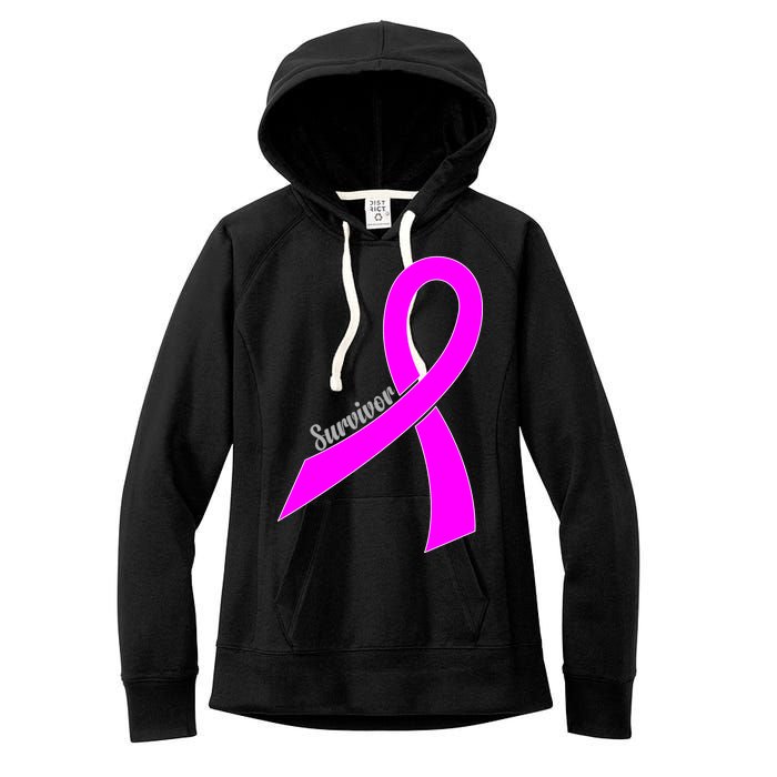 Survivor Breast Cancer Ribbon Women's Fleece Hoodie