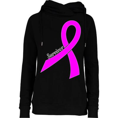 Survivor Breast Cancer Ribbon Womens Funnel Neck Pullover Hood