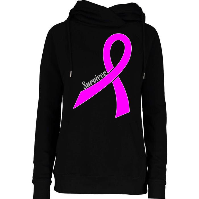 Survivor Breast Cancer Ribbon Womens Funnel Neck Pullover Hood