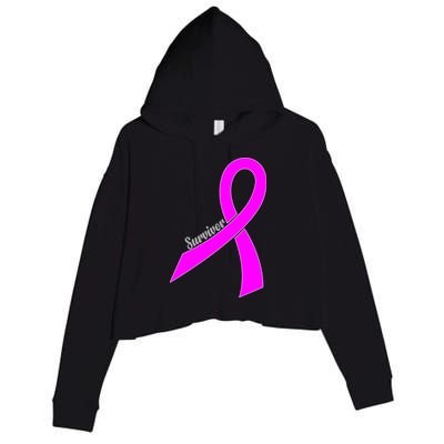 Survivor Breast Cancer Ribbon Crop Fleece Hoodie