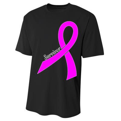 Survivor Breast Cancer Ribbon Performance Sprint T-Shirt