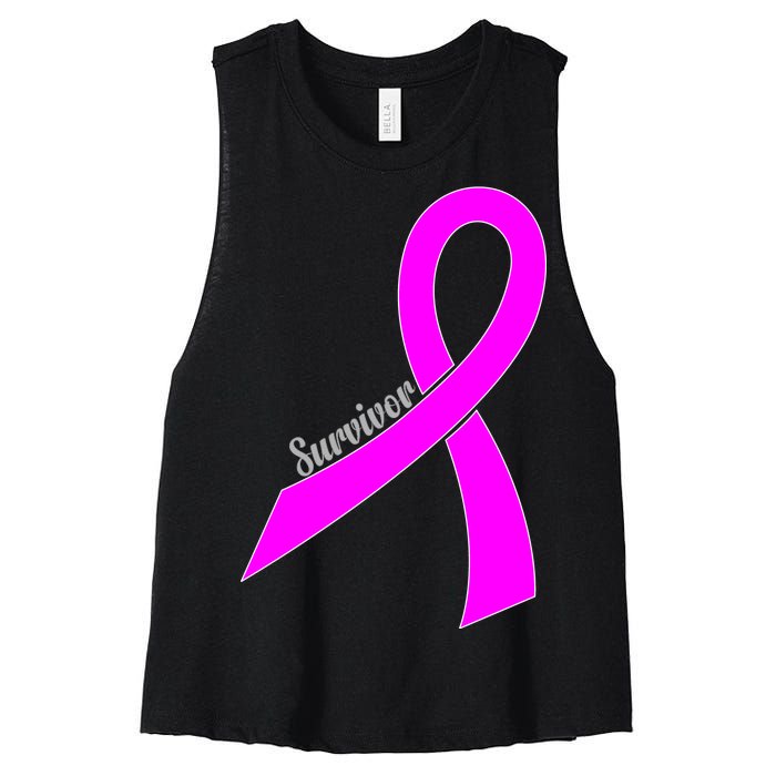 Survivor Breast Cancer Ribbon Women's Racerback Cropped Tank