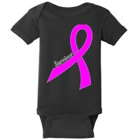 Survivor Breast Cancer Ribbon Baby Bodysuit