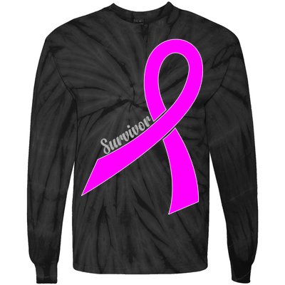 Survivor Breast Cancer Ribbon Tie-Dye Long Sleeve Shirt