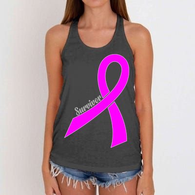 Survivor Breast Cancer Ribbon Women's Knotted Racerback Tank