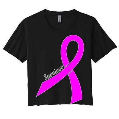 Survivor Breast Cancer Ribbon Women's Crop Top Tee